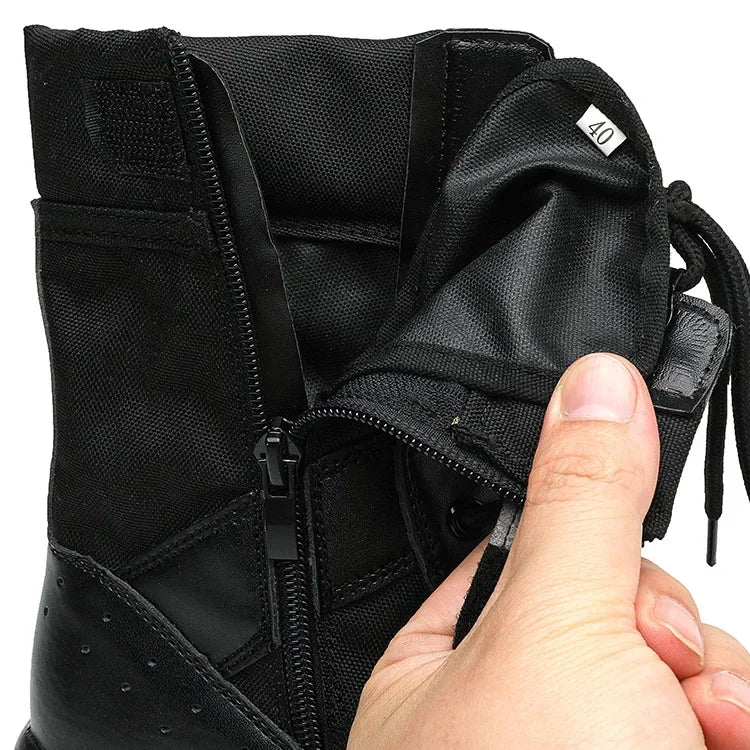 Side Zipper Military Outdoor Combat Tactical Boots Men Women Lightweight Summer Mesh Breathable Hiking Climbing Shoes 35-48 Size