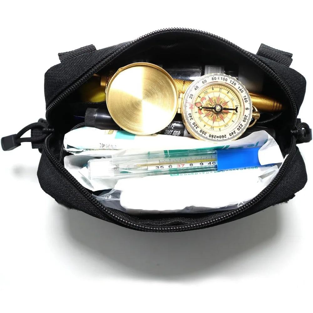 Tactical Admin Pouch Molle EDC Tool Bag Laser-Cut Design EMT First Aid Kit Includes Flag & Cross Patch