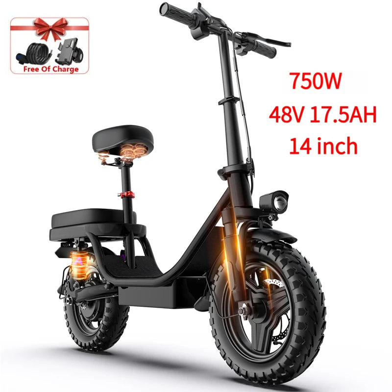 Factory Original 750W 14 Inch Electric Bike,UL2849 Safe Adjustable Seat Front Brake,Adult Urban Ebike US Local Fast Shipping
