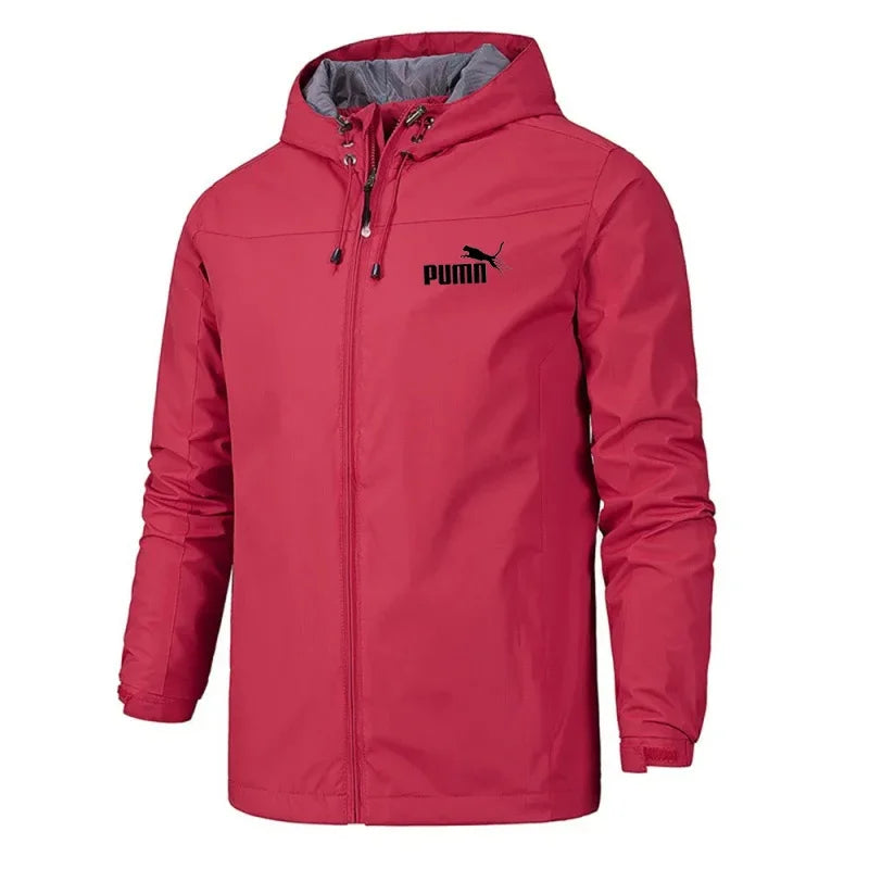 2026 New Men's Hooded Waterproof Jacket Windproof Lightweight Outdoor Camping Hiking Mountaineering Sports Long Sleeve Coat