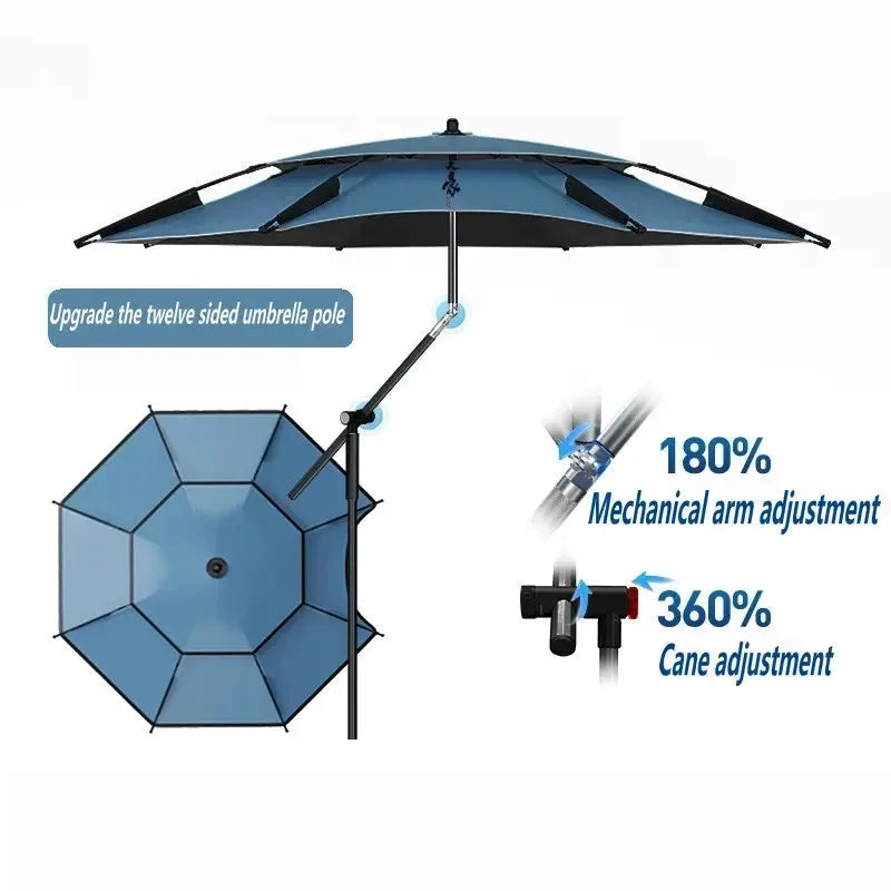Fishing Umbrella Anti-UV Outdoor Sunshade Protector Waterproof Beach Umbrella Mechanical Arm Camping Backyard Large Parasol