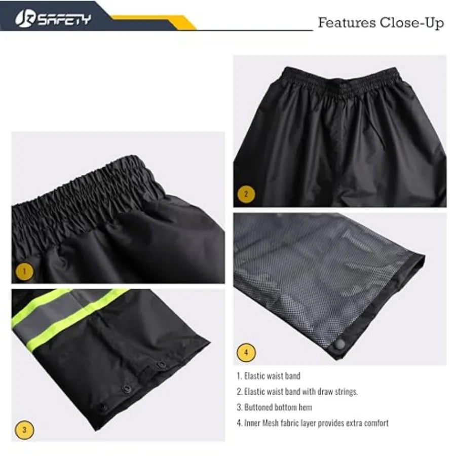 Hi-Vis Reflective Safety Rain Jacket and Pants for Men Women Waterproof Rain Gears for Farming Fishing Work HV Rain Suit with I