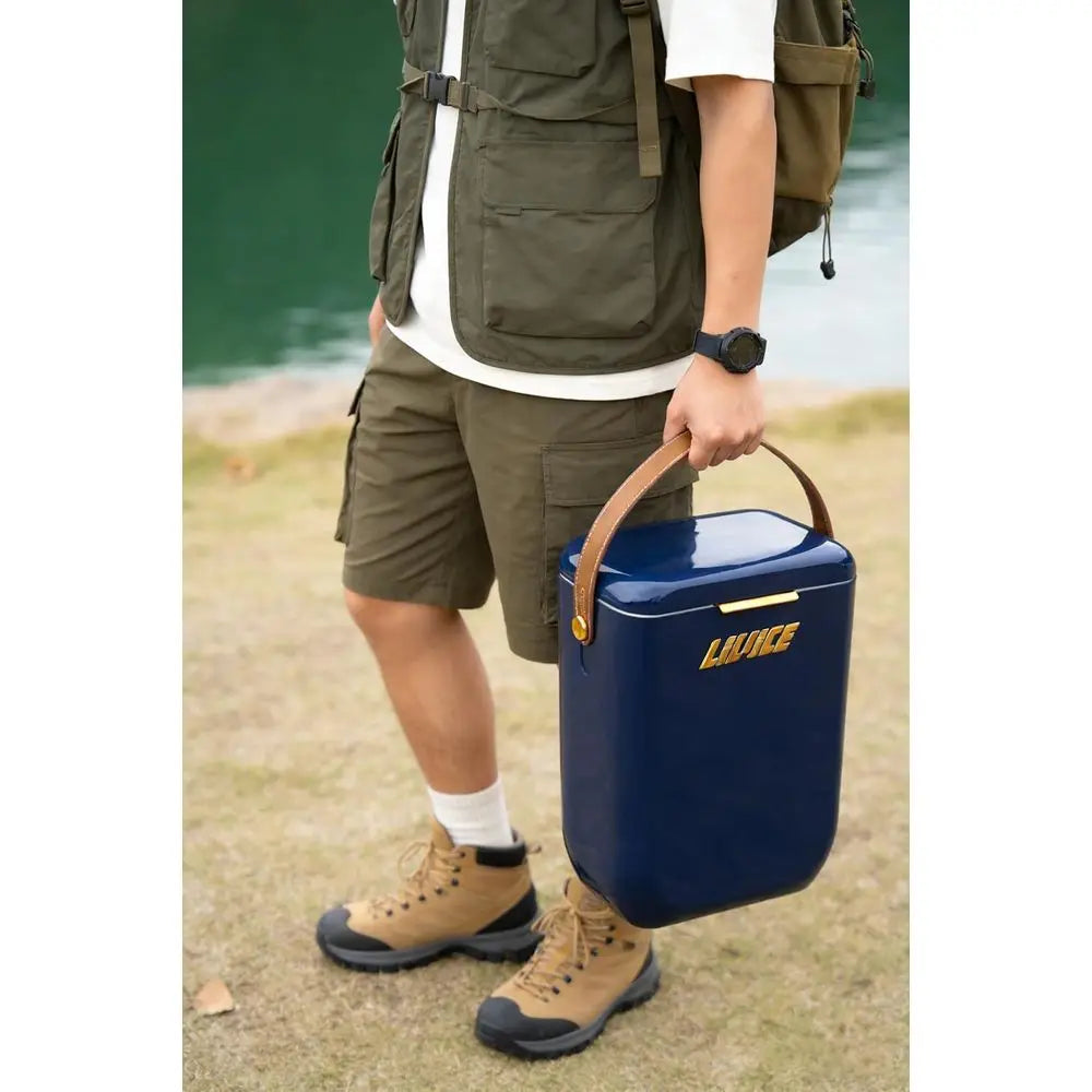 Portable Insulated Cooler with Ice Block, Compact Hard Cooler for Camping and Picnics, Holds 4 Wine Bottles - Ideal Gift for Win