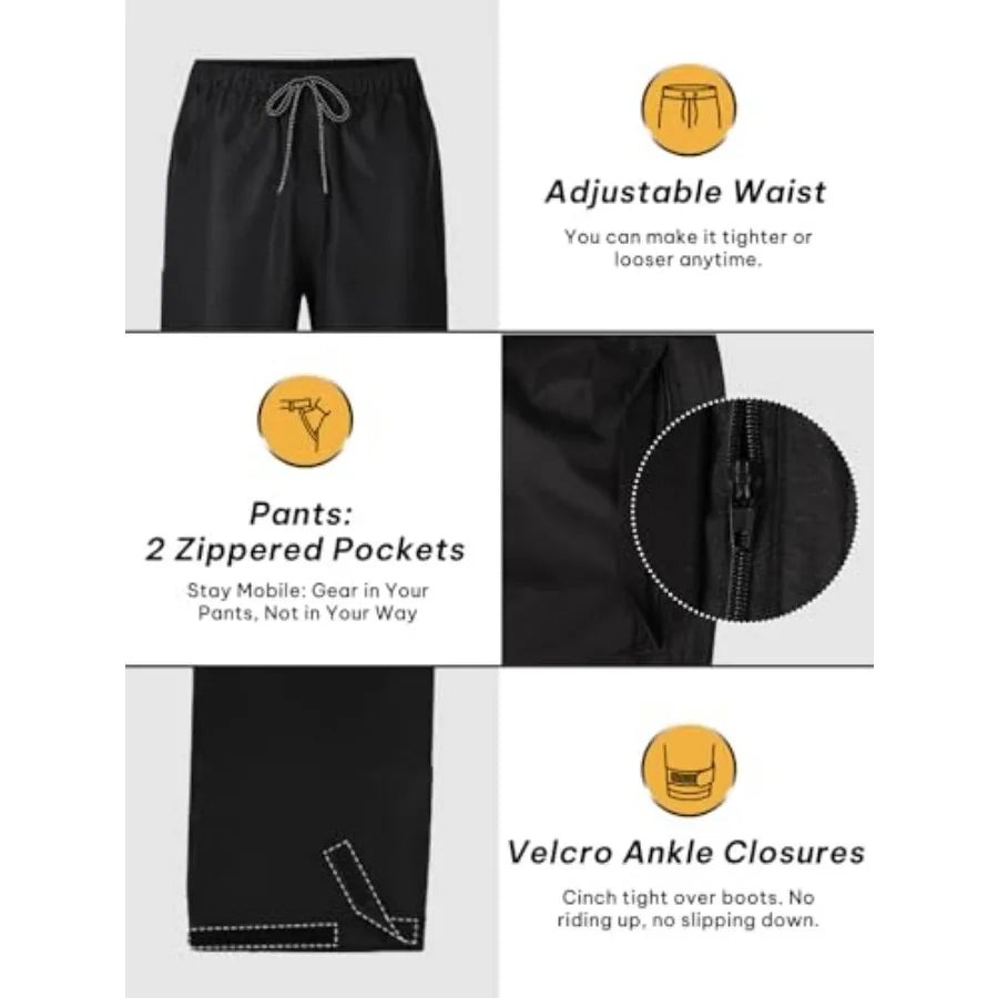SaphiRose Men's Waterproof Rain Gear 2pcs/set Packable Rain Suit for Working Fishing