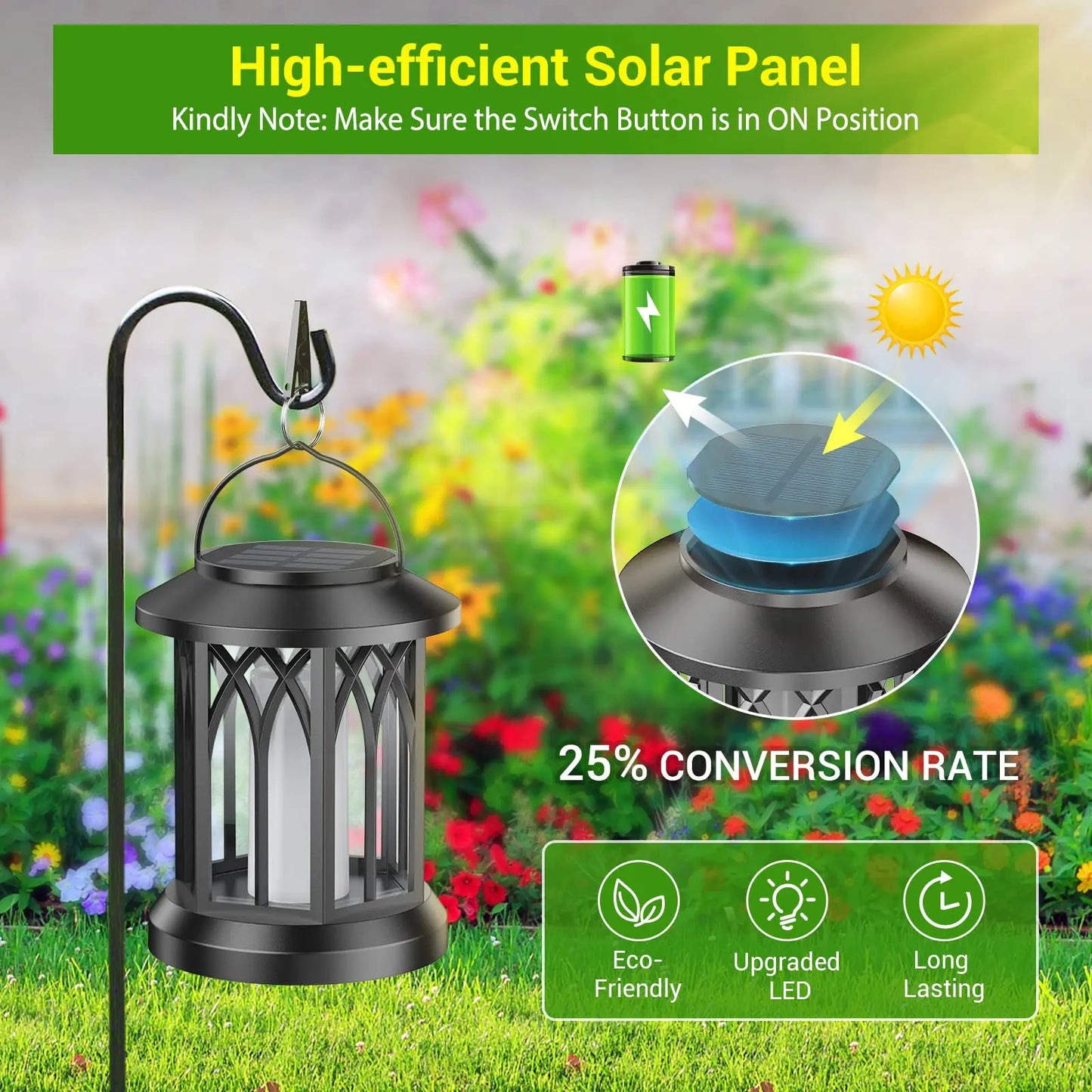 4 Pack Solar Lantern Outdoor Lights, Upgraded Flickering Flame Solar Lanterns Lights Outdoor Waterproof, Hanging Lantern Decorat