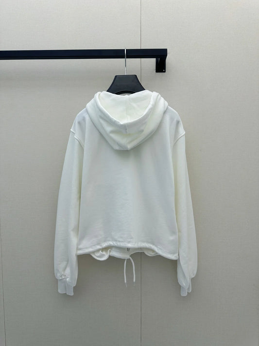 2026 New Loose Drawstring Hooded Cardigan Embroidered Casual Sweatshirt