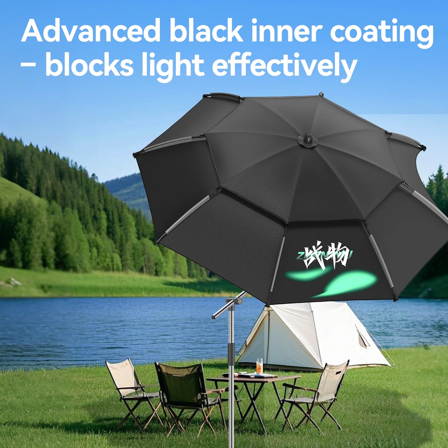 Large Foldable Fishing Umbrella | Beach Sun Umbrella UPF 50+Windproof Portable  Adjustable Durable for Sun Shade