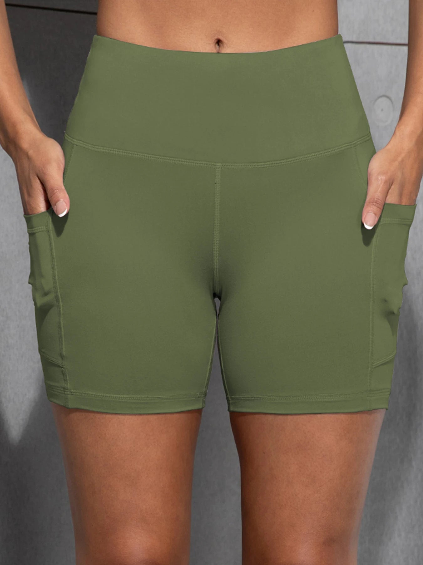 CHRLEISURE Yoga Shorts with Pockets High Waist Butt Lifting Cycling Tight Elastic Slim Running Fitness Women Shorts Sportswear