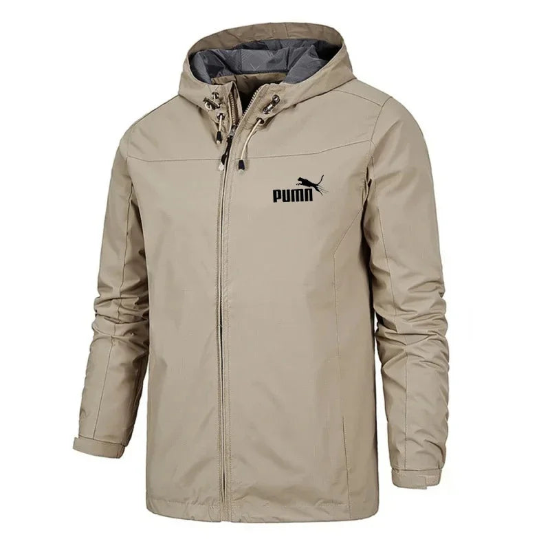 2026 New Men's Hooded Waterproof Jacket Windproof Lightweight Outdoor Camping Hiking Mountaineering Sports Long Sleeve Coat