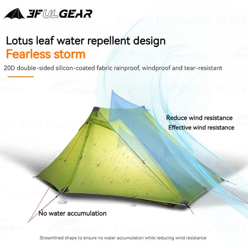 3F UL GEAR LanShan 2 Pro Roof Tent Ultralight Double Layer Tent for 2 Persons Outdoor Camping Hiking Trekking 3/4 Season