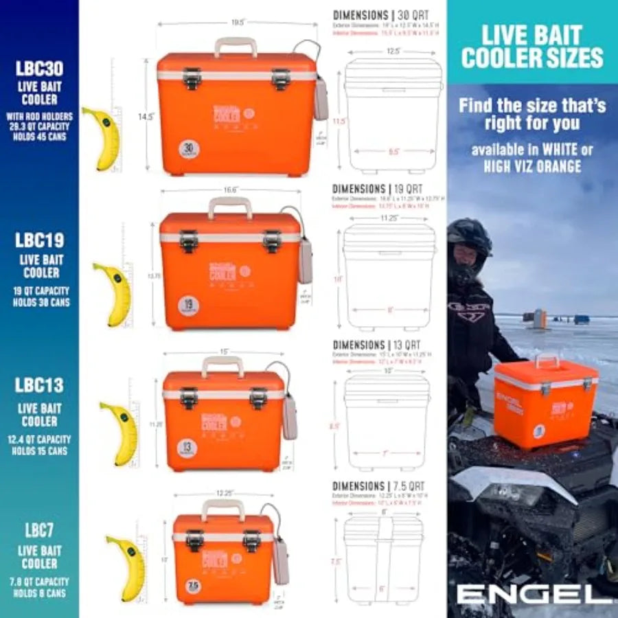 Live Bait Cooler Box with 2nd Gen 2-Speed Aerator Pump - Portable Fishing Station and Minnow Bucket for Shrimp and Other Live F