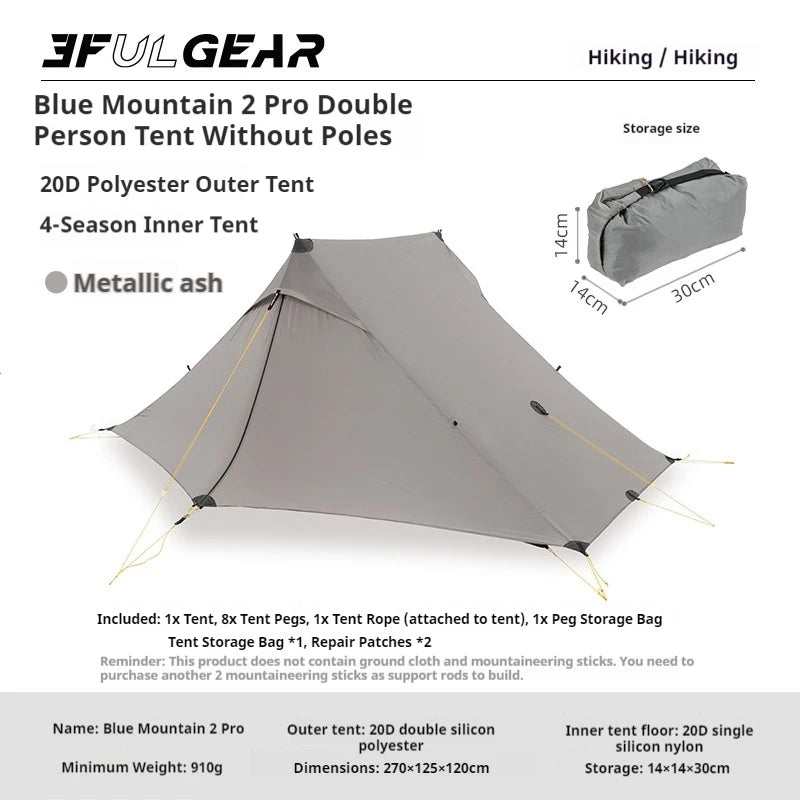 3F UL GEAR LanShan 2 Pro Roof Tent Ultralight Double Layer Tent for 2 Persons Outdoor Camping Hiking Trekking 3/4 Season