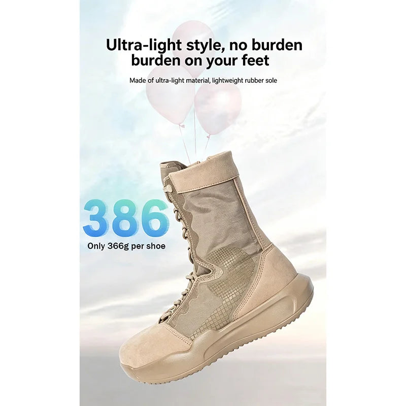 Topfight High Tube Mens Ultra Light Combat Boots Women Size 40-46 Desert Breathable Tactical Shoes Training Hiking Shoes