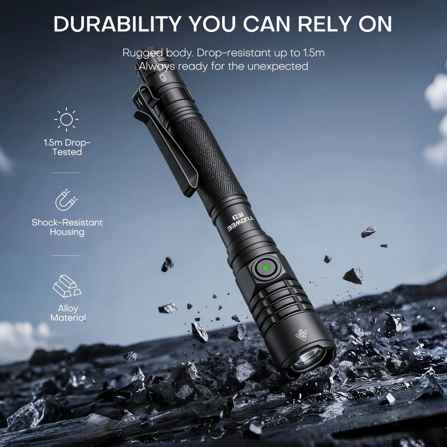 1200 Lumens High Bright EDC Tactical Pen Light, Tail Switch Design with Multiple Light Modes, Portable Flashlight for Daily Lighting, Camping & Work