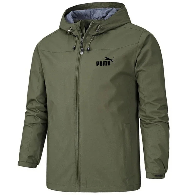 2026 New Men's Hooded Waterproof Jacket Windproof Lightweight Outdoor Camping Hiking Mountaineering Sports Long Sleeve Coat