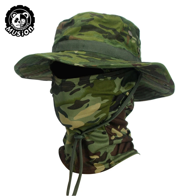 Boonie Hat Balaclava Hat Suit Foldable Hat Sun Protection Fishing Cap Breathable Fisherman Outdoor Hunting Fishing Wide H