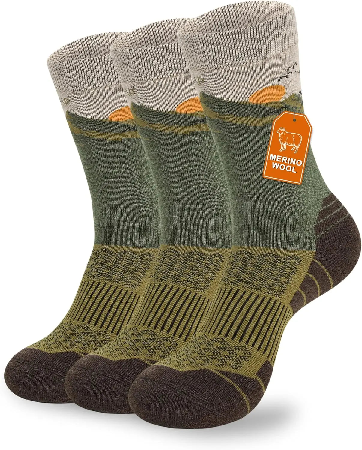 Pioneer Camp Merino Wool Hiking Socks for Men & Women Cozy Running Socks Cushioned Breathable Athletic Work Hunting - 3 Pairs