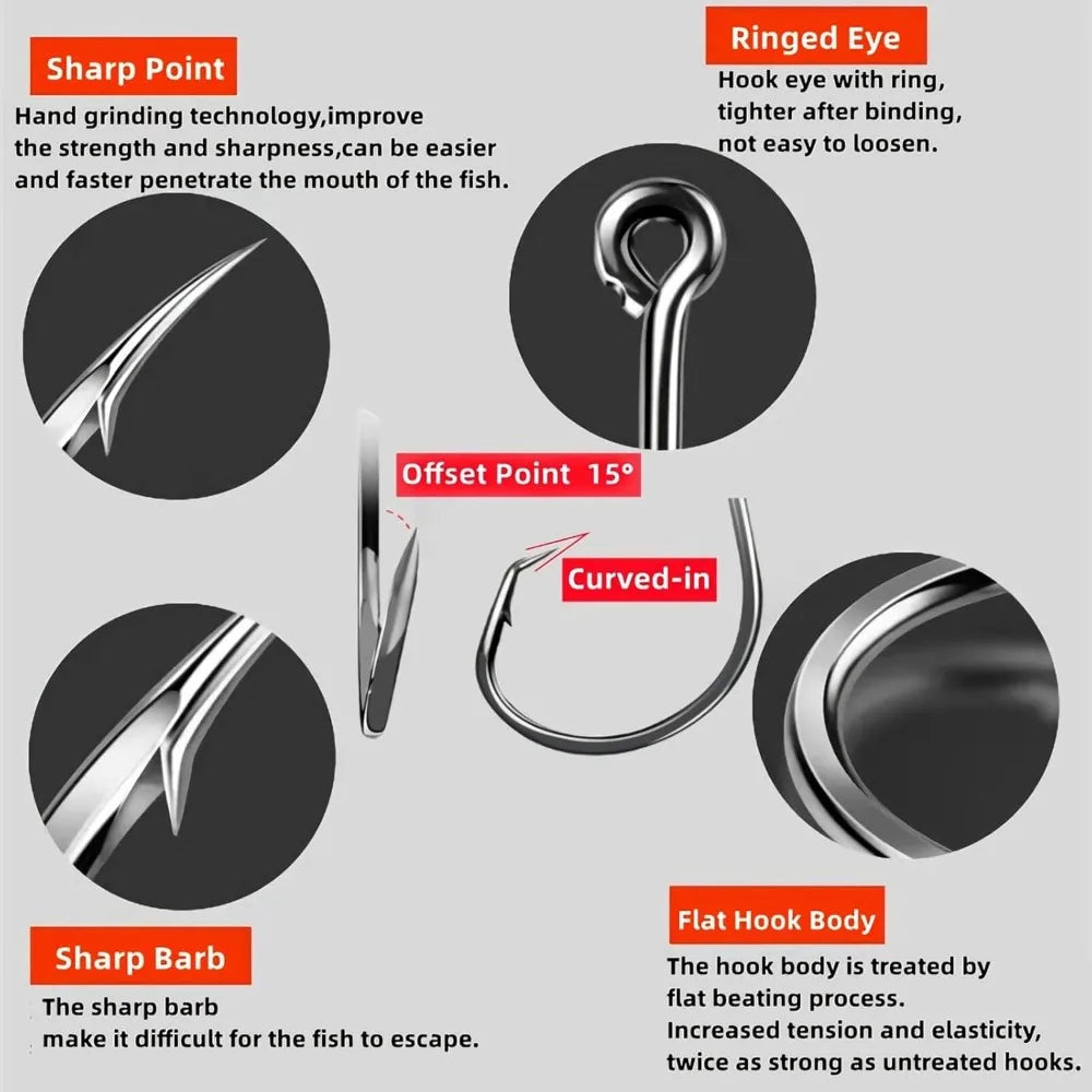 2X Strong Octopus Circle Hooks 50PCS for Saltwater Freshwater Fishing Catfish Bulk Set