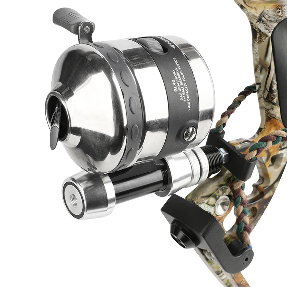 Bowfishing Reel and 33" Fishing Arrow Set Outdoor Hunting Fishing Equipment Winding Capacity 20LB/105YDS Bow Fish Shooting Reel