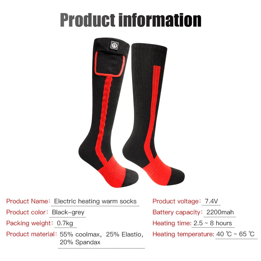 Brand Winter Heated Socks Rechargeable Heating Socks 2200 mAh Heated Socks Warmth Outdoor Heated Boots Snowmobile Winter Skiing