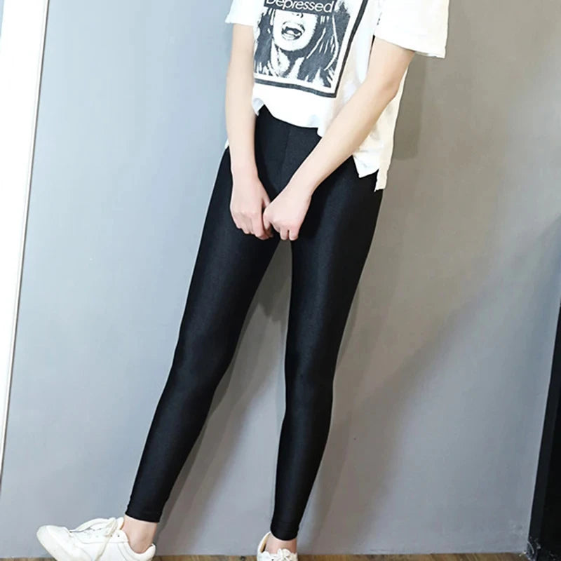 Women Black Shiny Legging Ladies Plus Size Push Up Slim Leggings High Waist Stretchy Soft Women Elastic Trousers 2024 Neqw