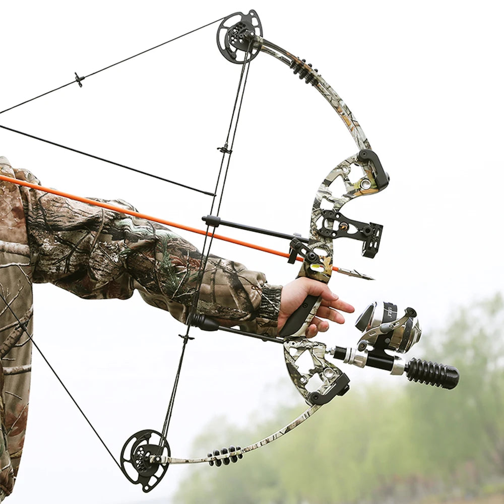 Bowfishing Reel and 33" Fishing Arrow Set Outdoor Hunting Fishing Equipment Winding Capacity 20LB/105YDS Bow Fish Shooting Reel