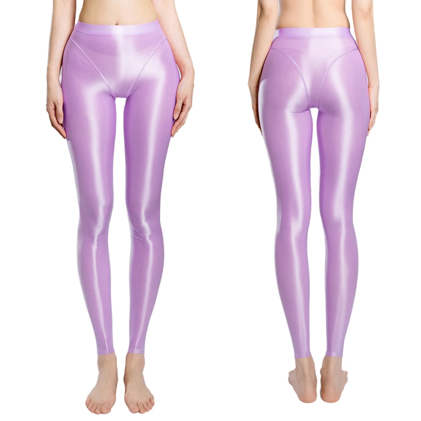 Women Glossy Stretchy Stirrup Leggings Skinny Rolling Up High Waist Slim Fit Tights for Fitness Gym Yoga Sports Control Pants