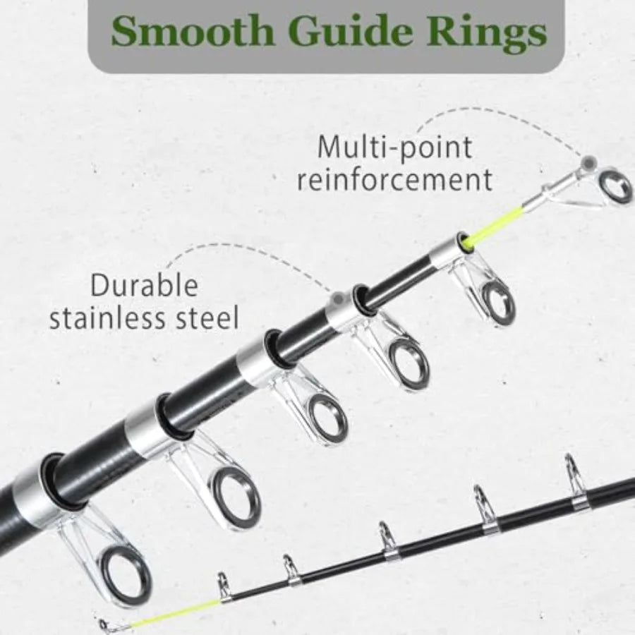 6.9FT Telescopic Fishing Rod - Lightweight Spinning Fishing Pole for Freshwater and Saltwater Anglers