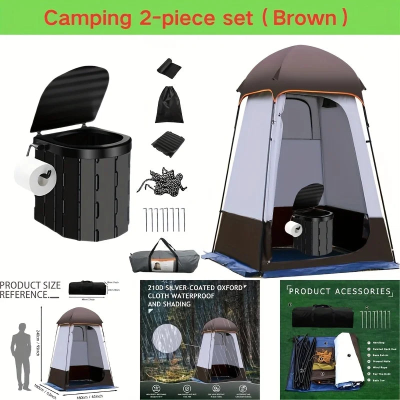 Portable Toilet and Privacy Tent for Adults, Pop Up Potty Tents Outdoor Portable Toilet for Camping with 12 Toilet Bags, Pop-up Tent for Toilet, Travel, Changing