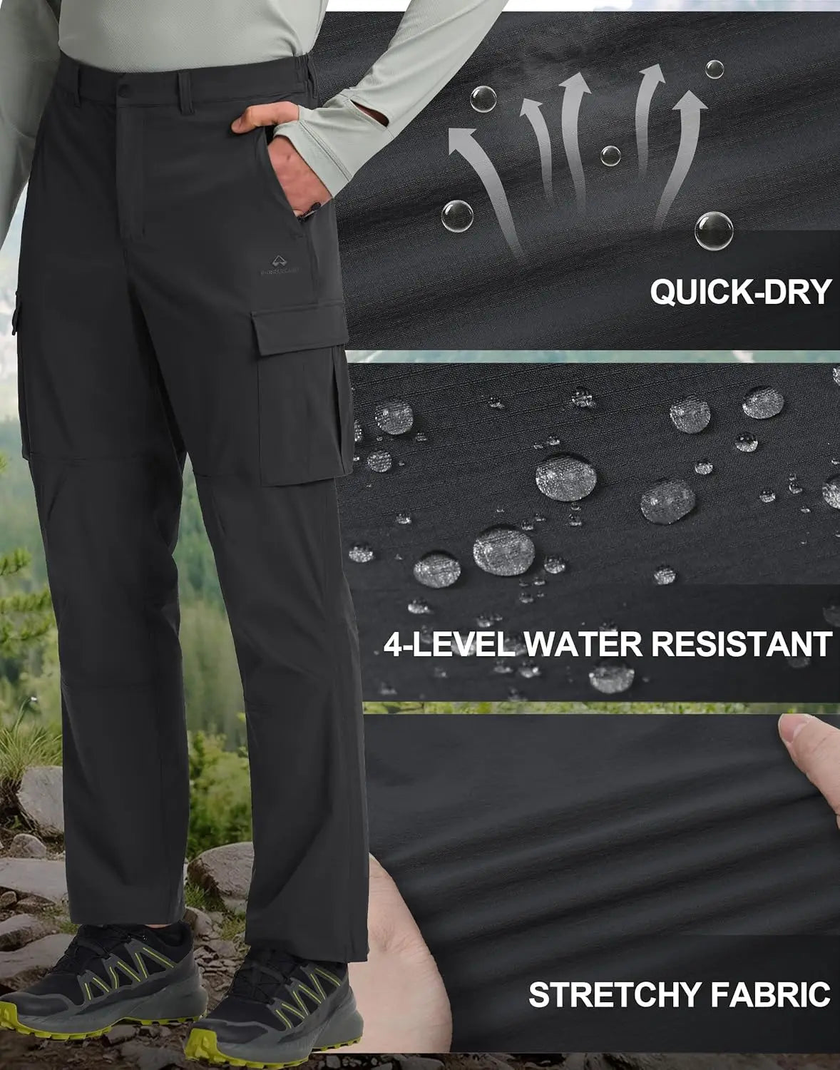 Pioneer Camp Men's Hiking Cargo Pants Quick Dry Lightweight Water Resistant Casual Outdoor Work Pant for Travel Fishing