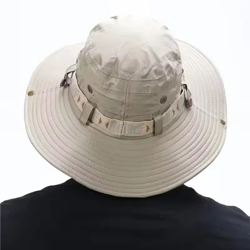 Bucket Fisherman Hat Unisex Men Women Panama Mesh Fabric UV Protection Wide Brim Safari One Size Hunting Fishing Beach