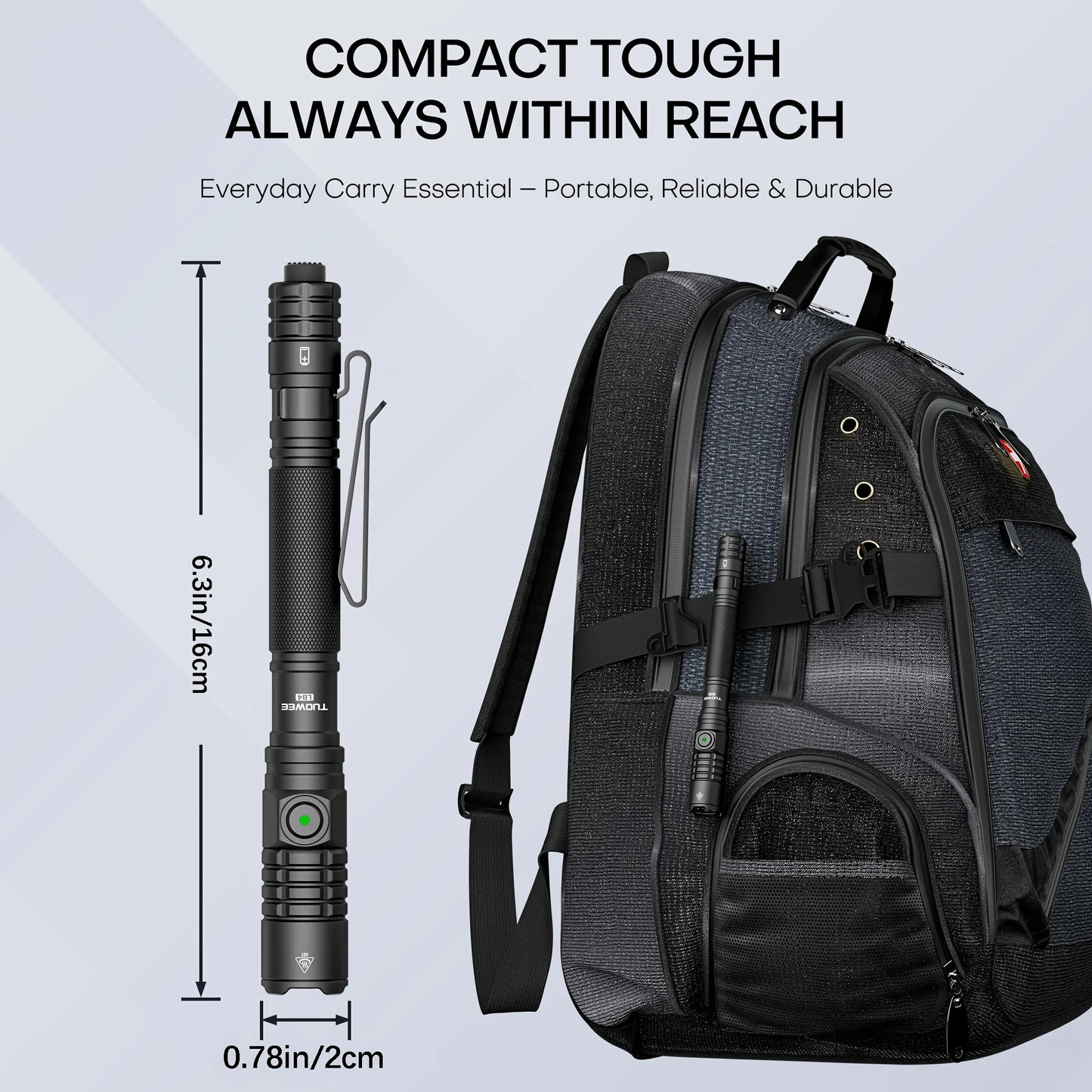1200 Lumens High Bright EDC Tactical Pen Light, Tail Switch Design with Multiple Light Modes, Portable Flashlight for Daily Lighting, Camping & Work