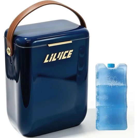 Portable Insulated Cooler with Ice Block, Compact Hard Cooler for Camping and Picnics, Holds 4 Wine Bottles - Ideal Gift for Win