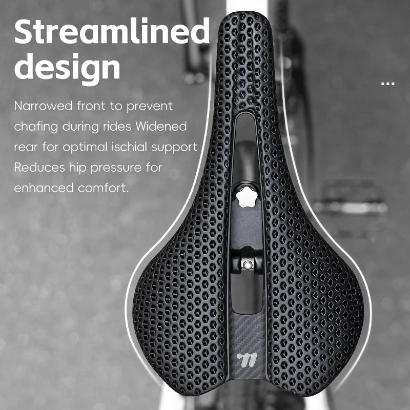 WEST BIKING 3D Printed Bicycle Saddle T700 Carbon Fiber/Titanium Alloy/Cr-Mo Seat Bow Comfort Cushion For Road Bikes 145/150mm