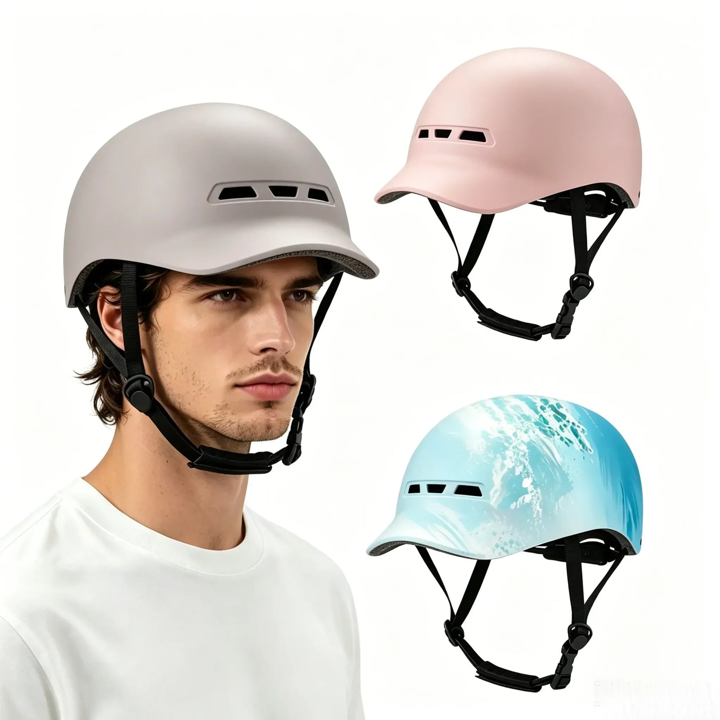 Bike Helmet, Motorcycle Helmet Man, Mountain Bikes - Men Women Adult Baseball Cap Style Lightweight Adjustable Cycling Helmet for Road Biking, Urban Commuter, Mountain Trails, Also Suitable for Motorcycle Riding (CPSC Certifi