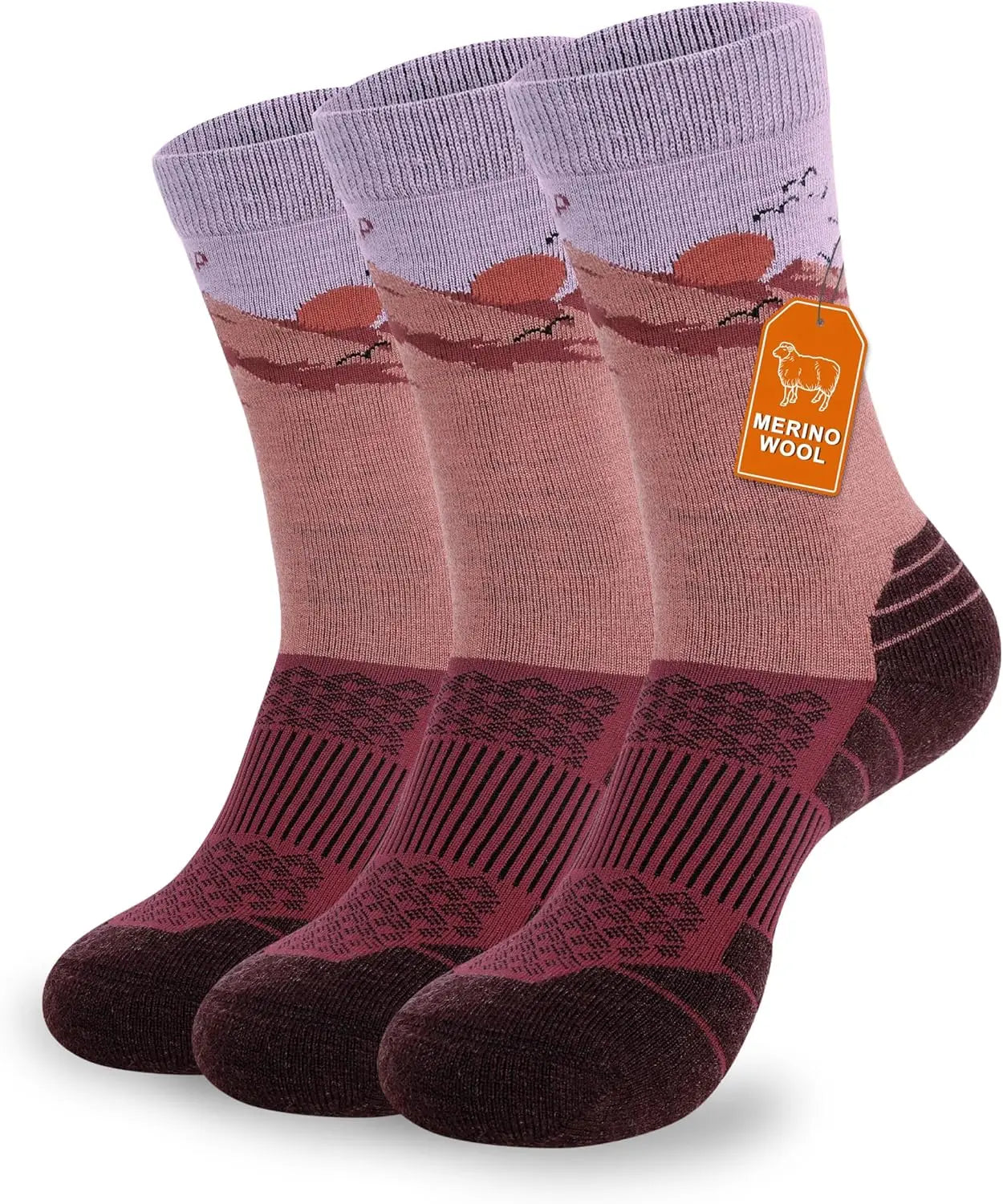 Pioneer Camp Merino Wool Hiking Socks for Men & Women Cozy Running Socks Cushioned Breathable Athletic Work Hunting - 3 Pairs