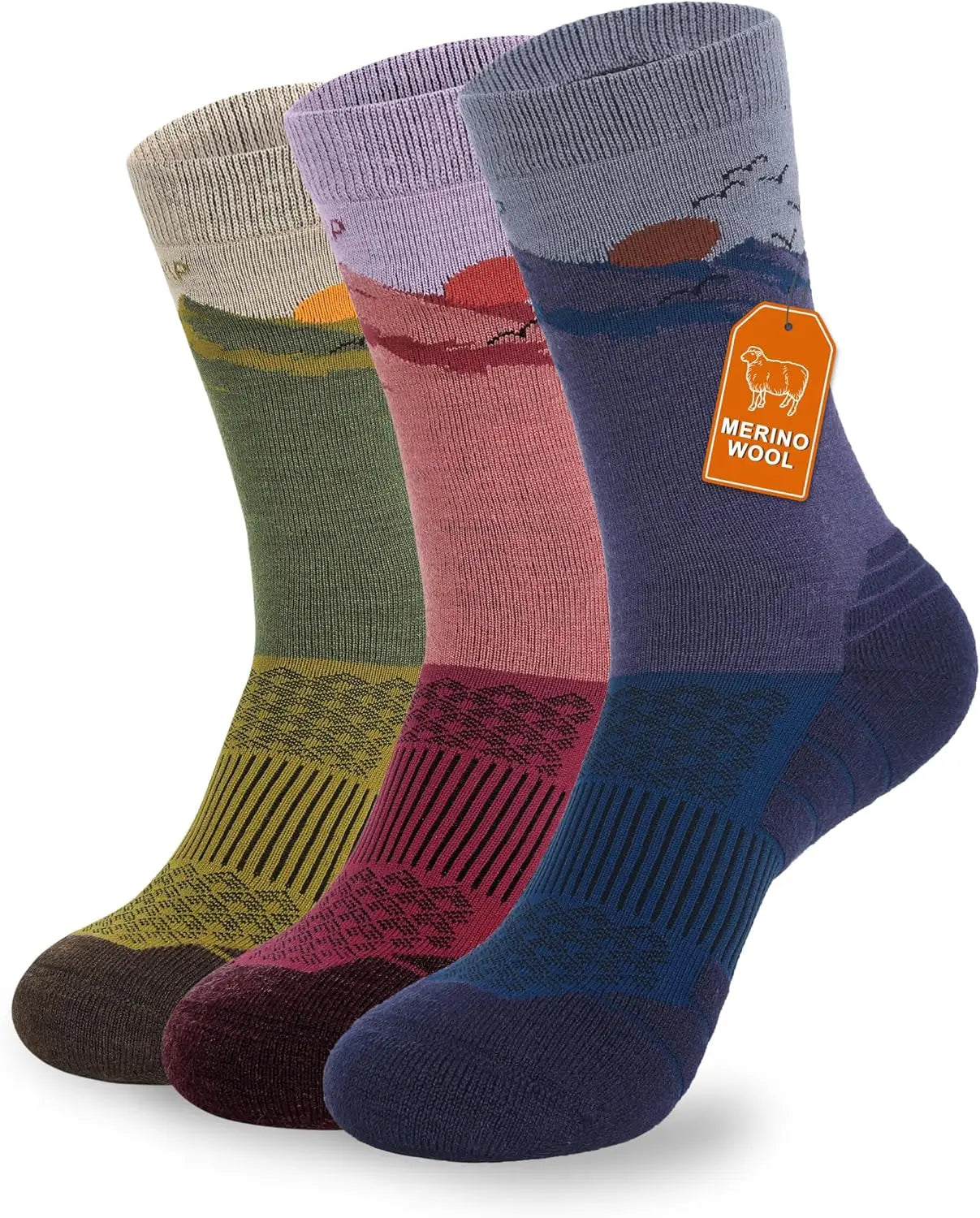 Pioneer Camp Merino Wool Hiking Socks for Men & Women Cozy Running Socks Cushioned Breathable Athletic Work Hunting - 3 Pairs