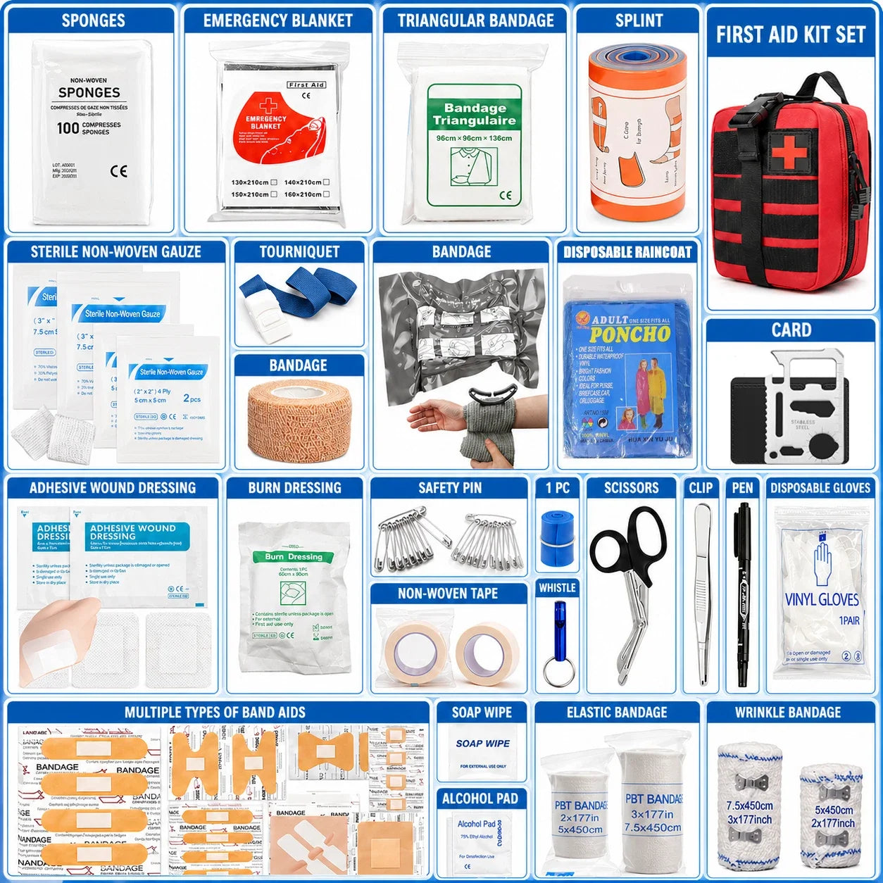 VOHZEEL 397Pcs Emergency First Aid Kit Tourniquet Trauma Kit Medical Bag Outdoor