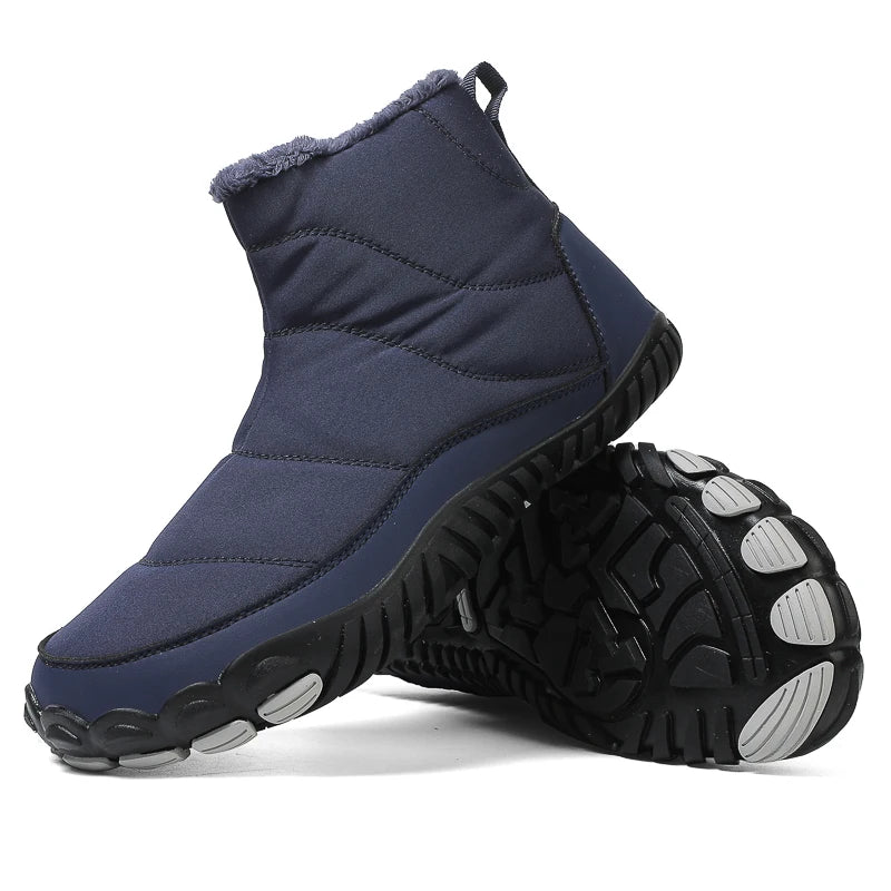 Women/Men Barefoot Snow Boots Warm Fur Shoes Non Slip Minimalist Ankle Boots Thermal Plush Shoes Comfortable for Hiking Walking
