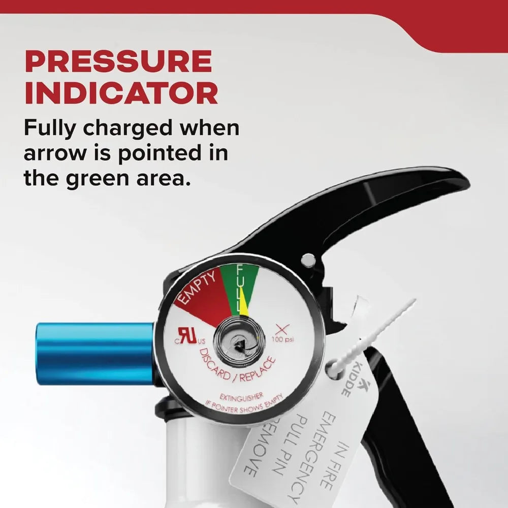 5-B:C Fire Extinguisher for Cars & Trucks, 2 lb Dry Chemical, All-Metal, Easy-Read Gauge