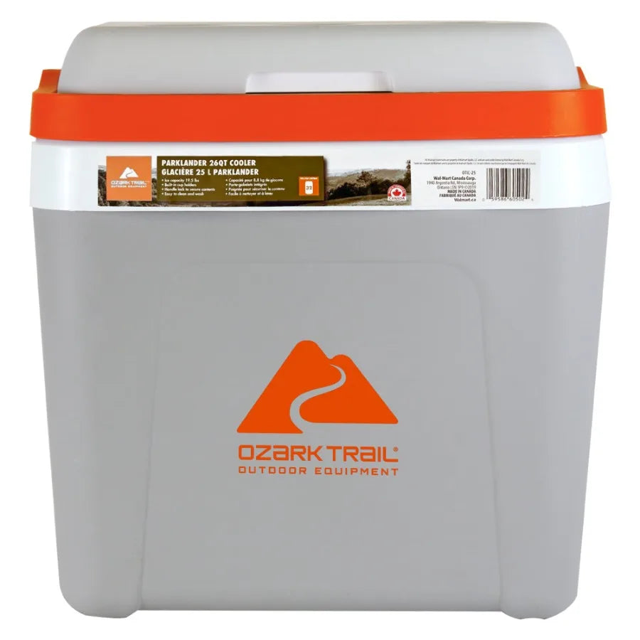 Parklander Ice Chest, 25L 26 qt Cooler for outdoor camping and tailgating, rotomolded polyethylene, black, crush-proof and bear