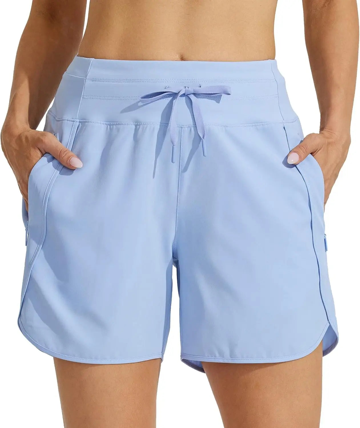 2026 Summer Women High Waist Solid 5 Inch Slim Running Shorts Quick Dry Athletic Hiking Gym Workout Multi Color