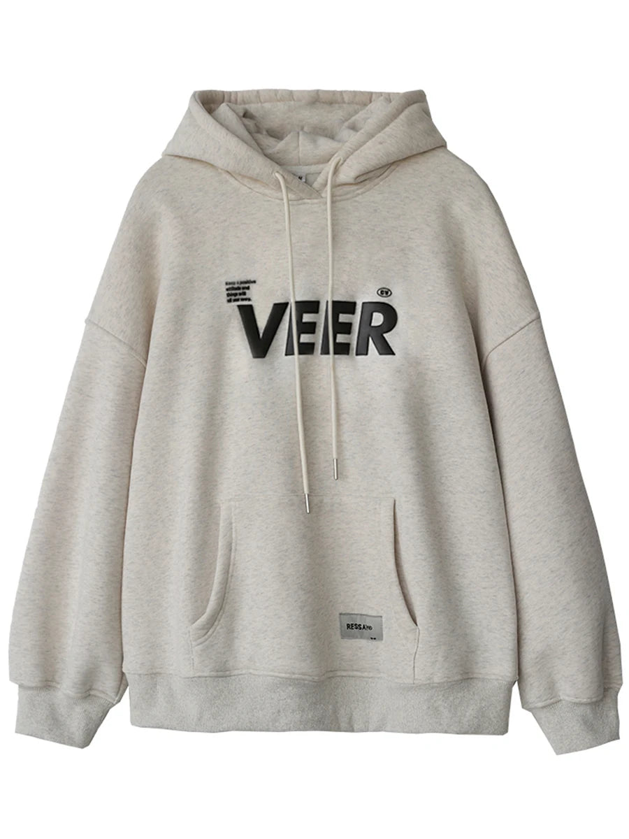 CHIC VEN New Women Sweatshirts Loose Casual Retro Hooded Plush Thick Oversized Female Jacket Pullover Coat Autumn Winter 2025