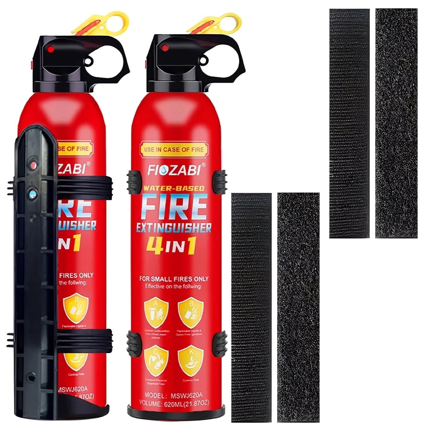 Portable Fire Extinguisher | 4-in-1 Small Fire Extinguisher for Home, Garage, Kitchen, Car | for Electric, Textile And Grease Fires | Non-Toxic, Easy Clean, Wall Mount Include