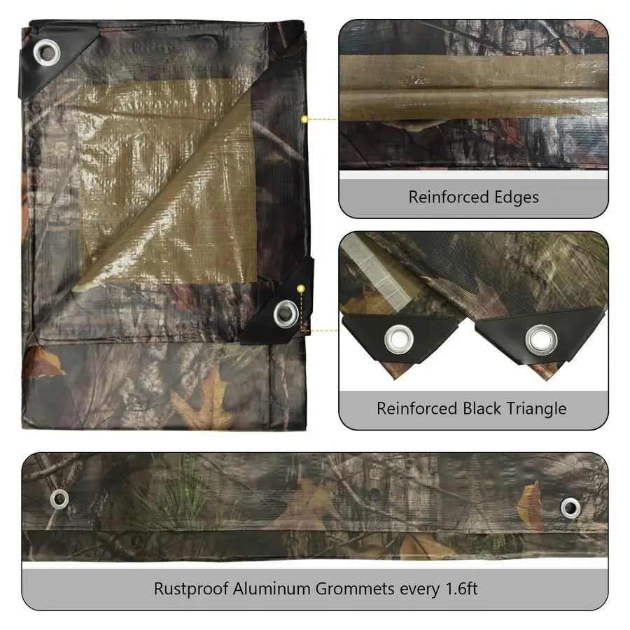 Duty 11 Mil Tarp Cover Waterproof UV Resistant Tarpaulin Used for Outdoor, Hunting, Camping, Backpacking, Canopy Tent, Ground Ta