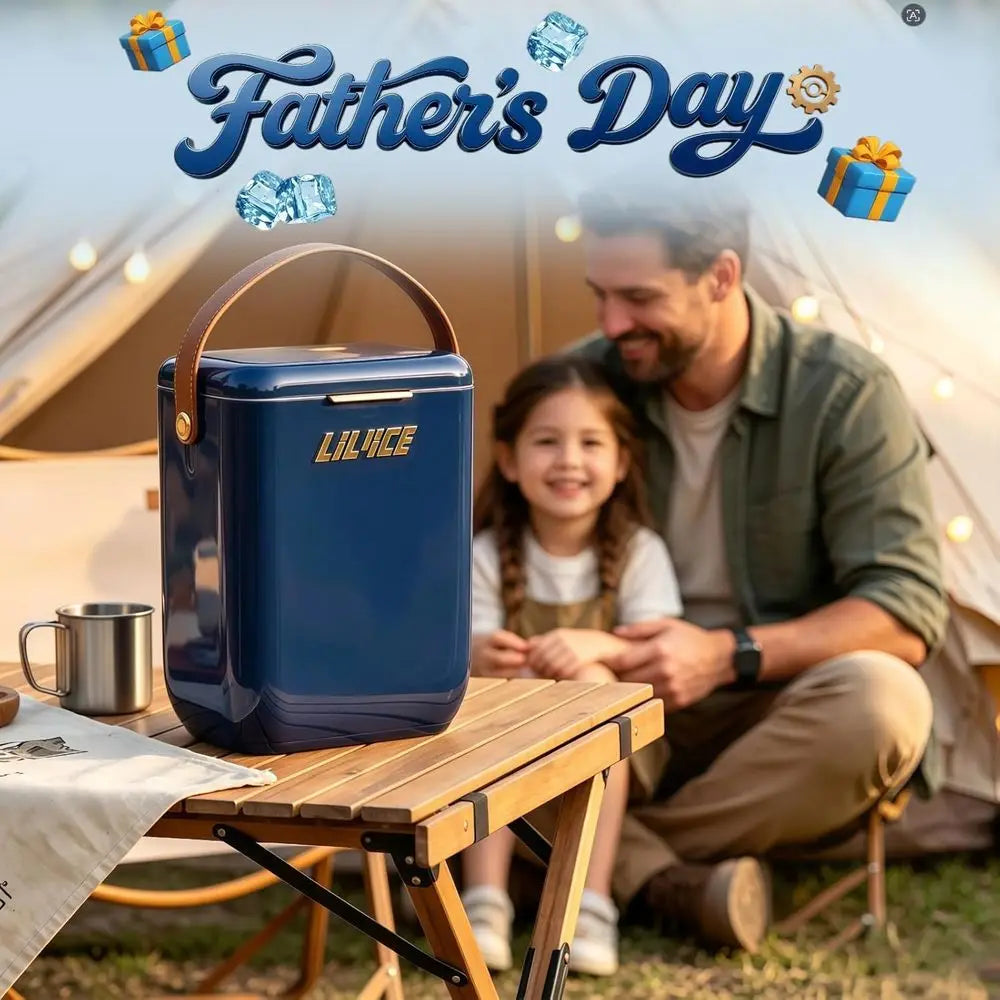 Portable Insulated Cooler with Ice Block, Compact Hard Cooler for Camping and Picnics, Holds 4 Wine Bottles - Ideal Gift for Win
