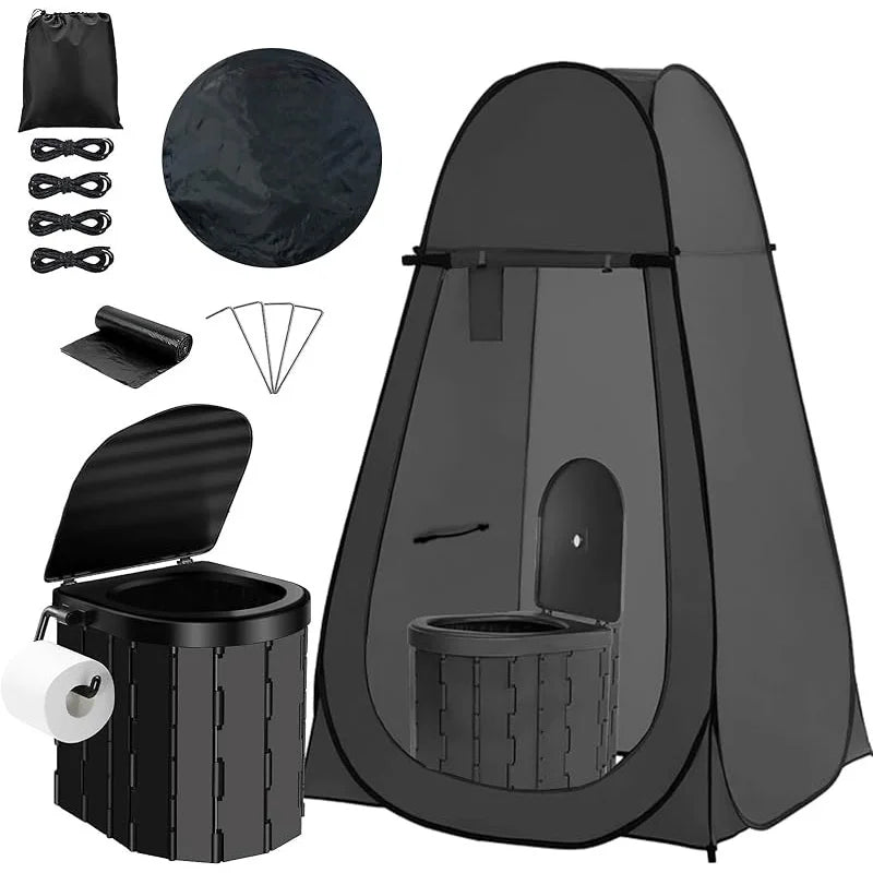 Portable Toilet and Privacy Tent for Adults, Pop Up Potty Tents Outdoor Portable Toilet for Camping with 12 Toilet Bags, Pop-up Tent for Toilet, Travel, Changing