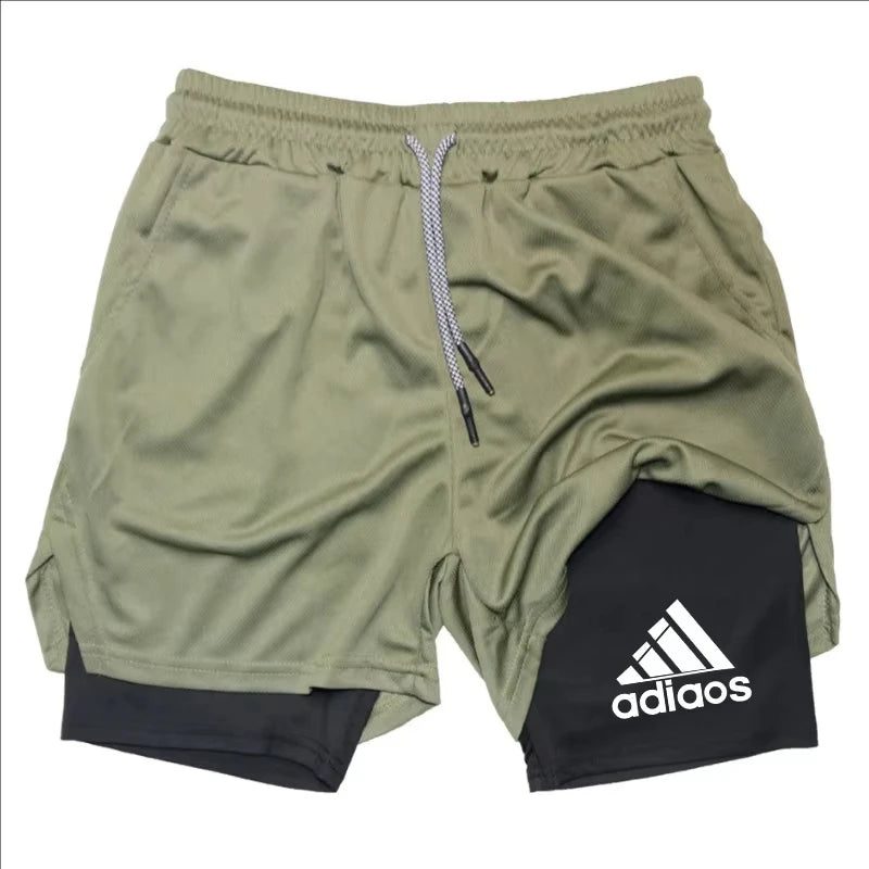 Men'S Compression Shorts Summer Gym Fitness Running Training Sports Shorts Two-In-One Mesh Breathable Quick-Drying Shorts