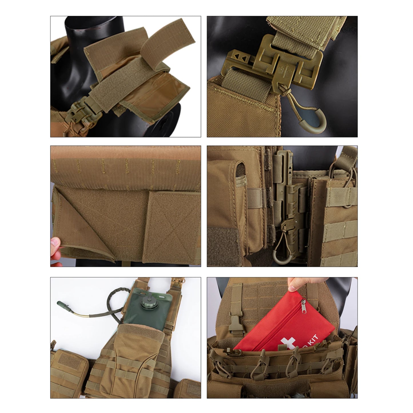 YAKEDA Quick Release Tactical Vest Breathable Adjustable MOLLE Outdoor Training Vest With Multi-Functional Pouches For Hunting, Hiking & Training