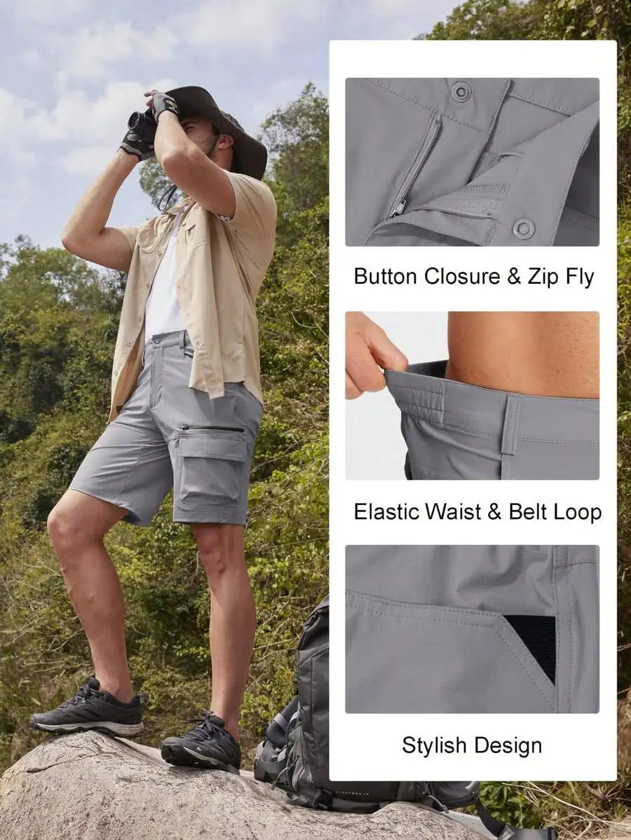 Mens Cargo Shorts 9 Inch Lightweight Quick Dry Water Resistant Outdoor Hiking Golf Casual